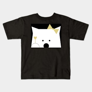 Peek-a-Boo Bear with Heart and Gold Bow Kids T-Shirt